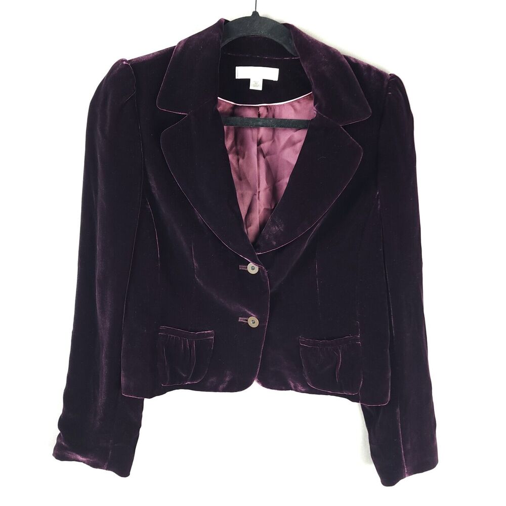 Caslon Red Velvet Long Sleeve Blazer Jacket Size 8P Rayon